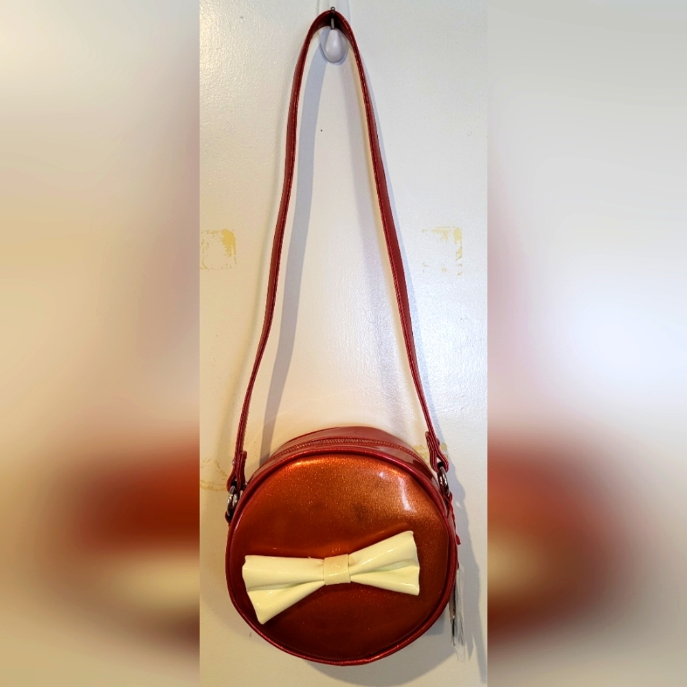 Red Round Bag with White Bow